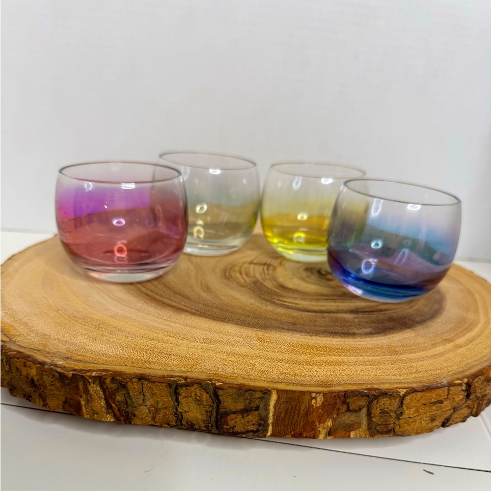 Set of 4 Rare Vintage Roly Poly 5 oz Mini Cocktail glasses.